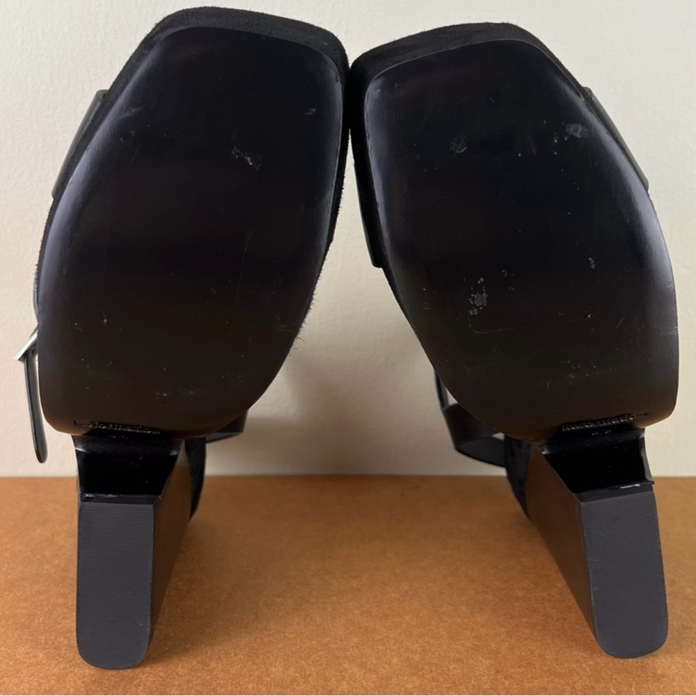 REFORMATION BLACK LEATHER PLATFORM SANDALS - Picture 12 of 13